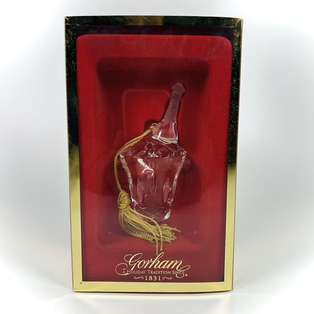 Gorham 2000 Crystal Champagne Bottle in Bucket Original Box Ornament Millennium
